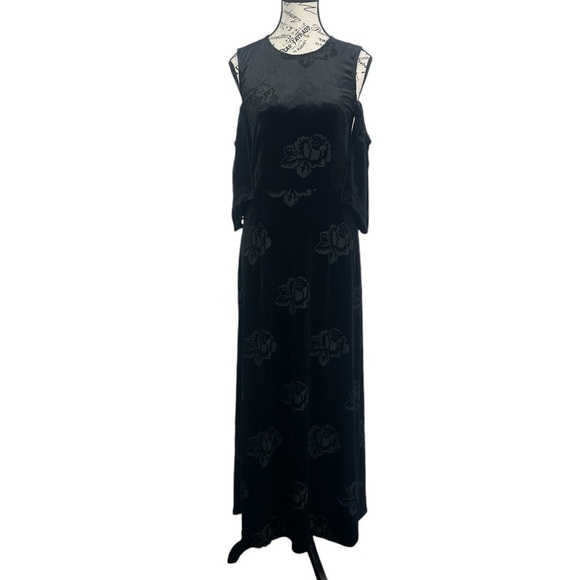 Ganni Black Bloomsbury Velvet  Maxi Dress Sz 38 - Picture 4 of 14